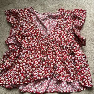 Floral Red Blouse
